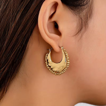 Crescent Moon Beaded Hoop Earrings