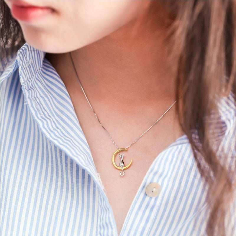 Crescent and Cat Cat Necklace