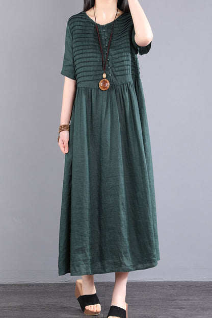 - New Striped Dress Long Linen Red Dress