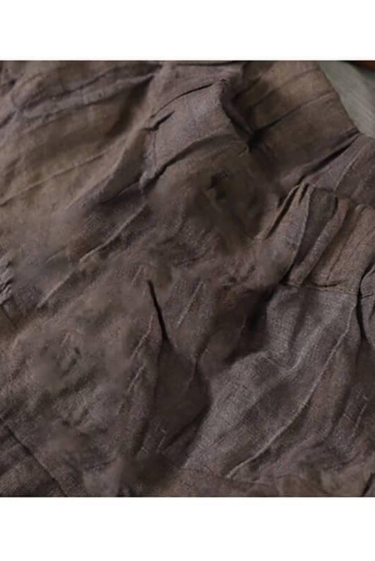 Linen Pleated Elastic Waist Pocket Lantern Pants