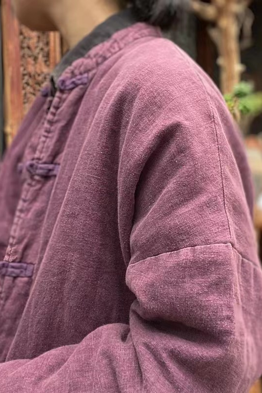 Purple Distressed Linen Cotton Jacket