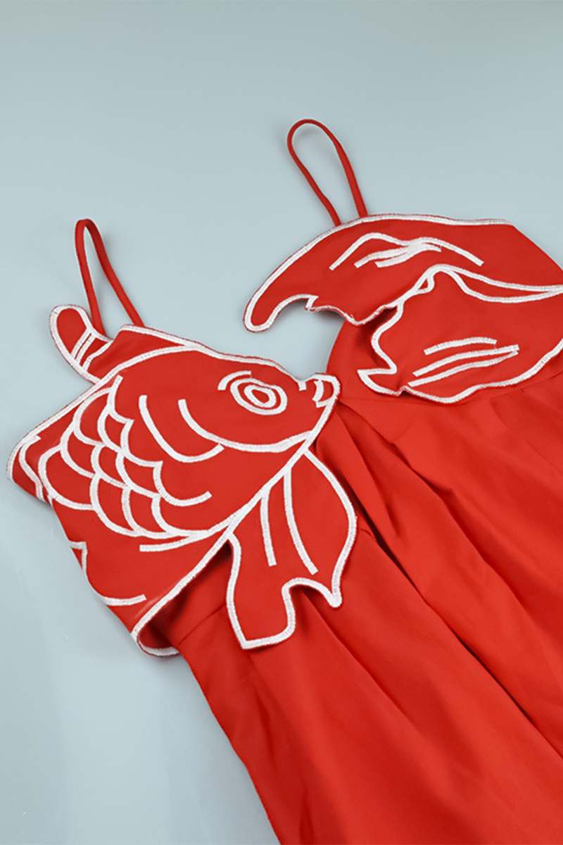 Animal Patchwork Backless Irregular Sling Dresses
