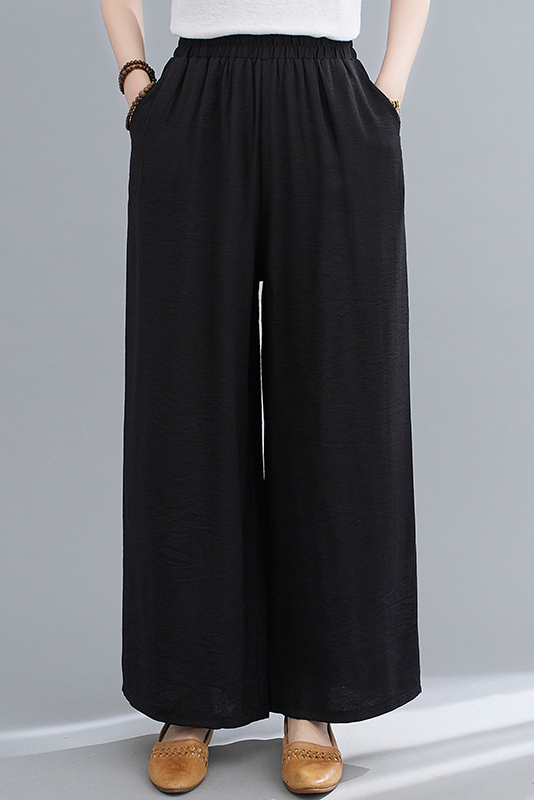 -summer Linen Pants Color Loose Wide Leg Pants