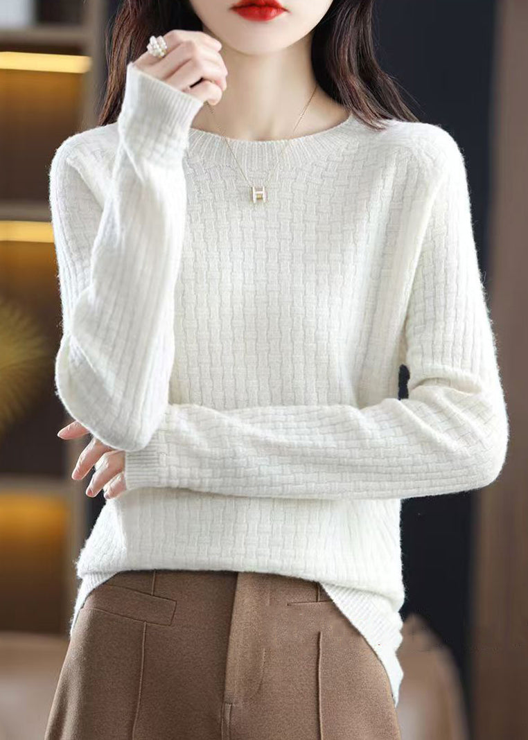 Pink O Neck Cotton Knit Sweaters Fall