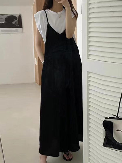 U-neck Loose Suspenders Jumpsuit