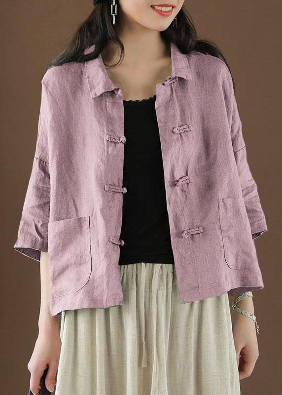 Green Peter Pan Collar Pockets Summer Linen Top