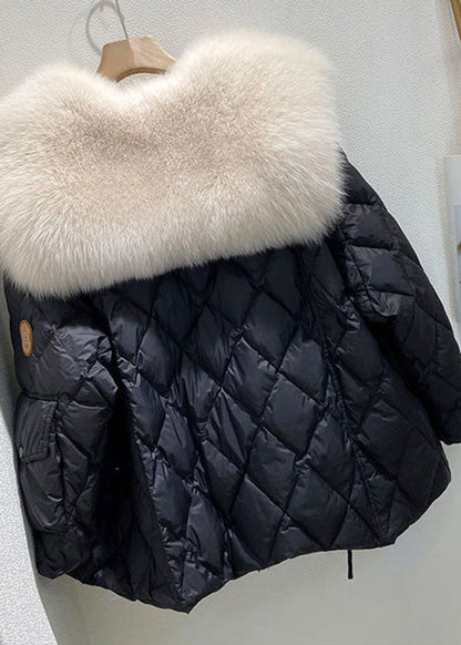 Green Fur Collar Oversized Duck Down Puffers Jackets Winter