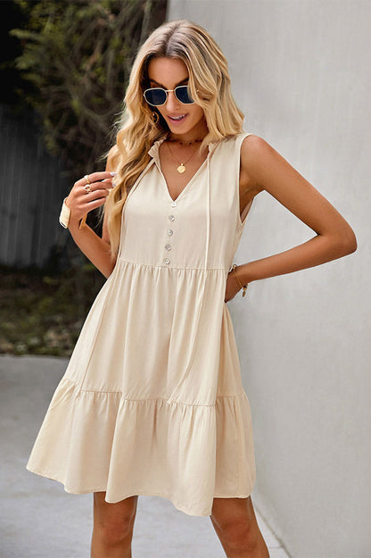 Champagne Sleeveless A-line Dress