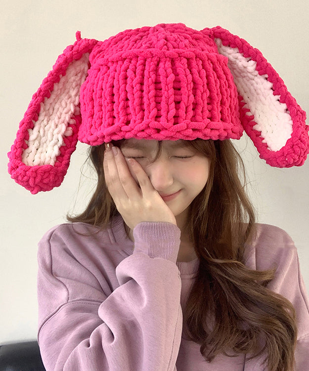 Handmade Rose Warm Knit Bonnie Hat