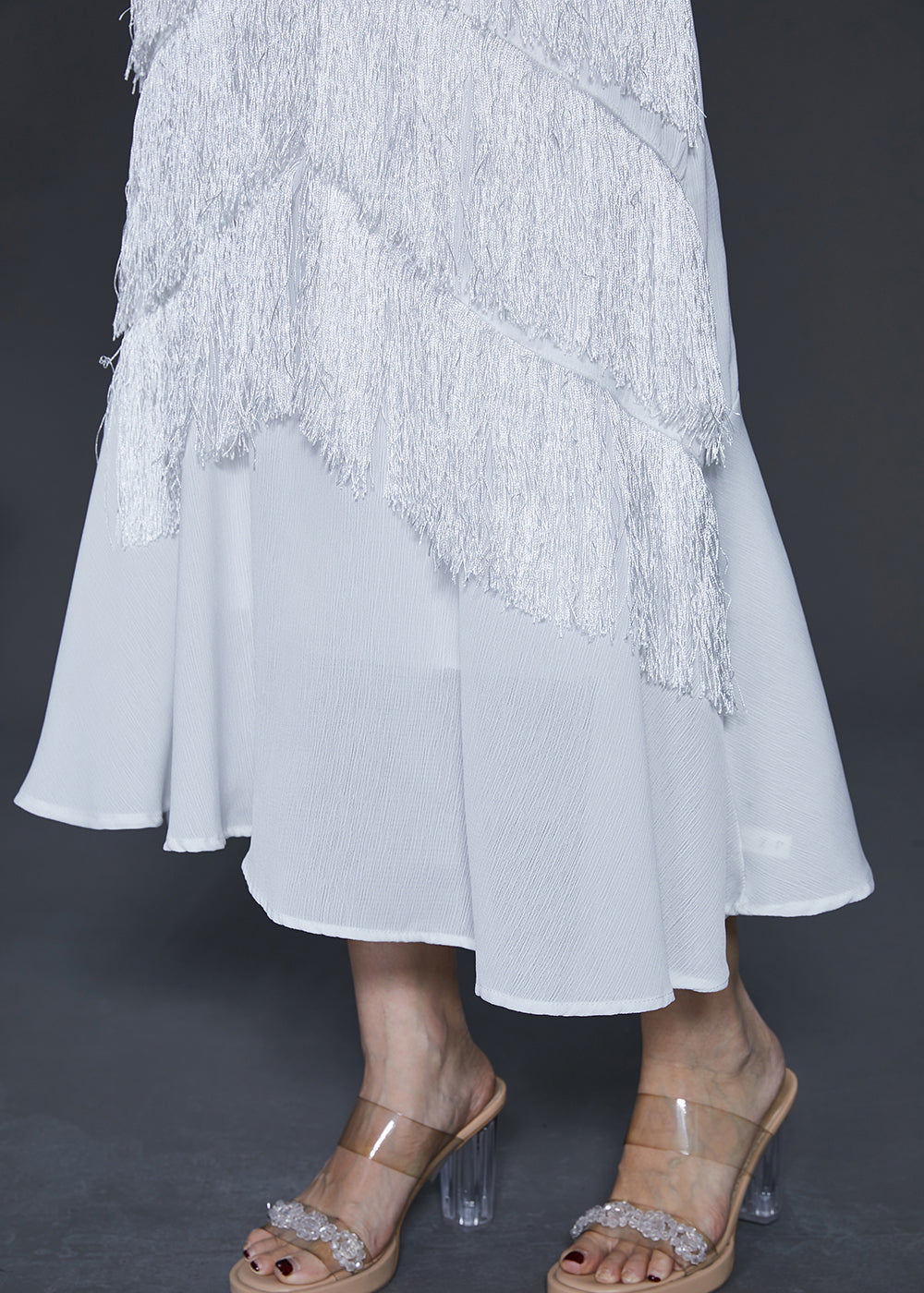 White Tasseled Chiffon Sundress Summer