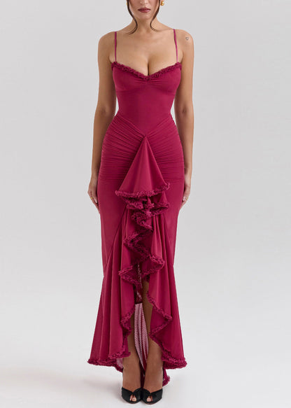 Boutique Mulberry Asymmetrical Tulle Spaghetti Strap Dress Summer