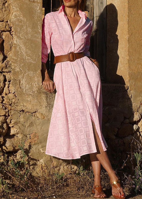 White Peter Pan Collar Print Button Cotton Dresses Fall