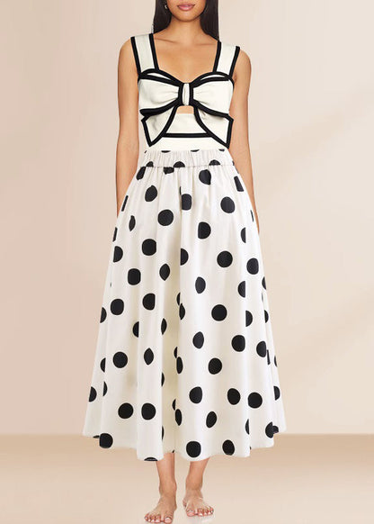 White Dot Bodysuit and Maxi Skirts Lingerie Set