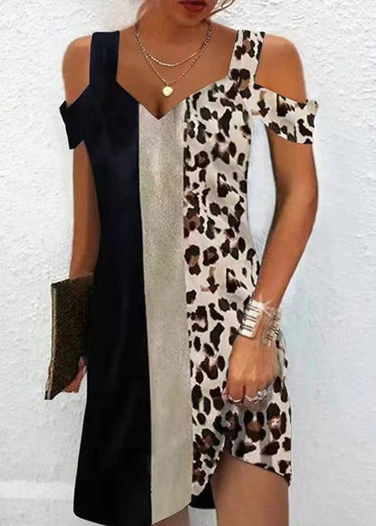 Pink Cold Shoulder Print Cotton Dresses Summer