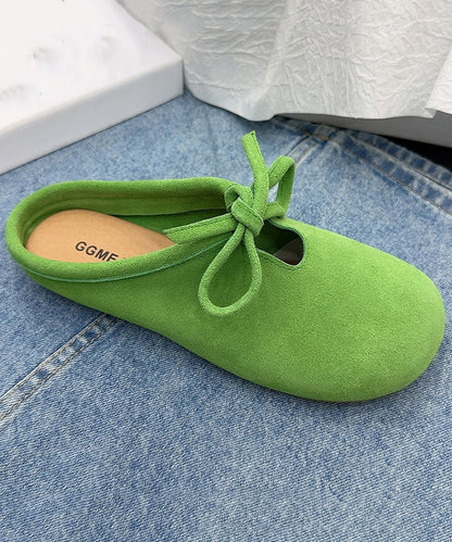 Comfy Green Suede Splicing Slippers Lace Up