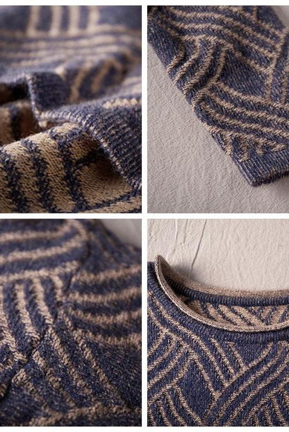 Loose Blue Sweater Dresses Causal Winter Clothes