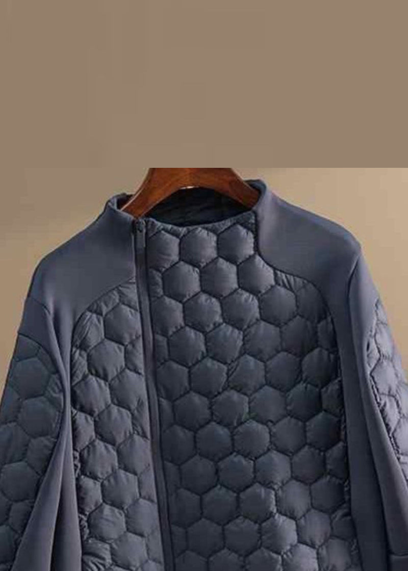 Simple Black Zip Up Original Design Cotton Filled Coats Winter