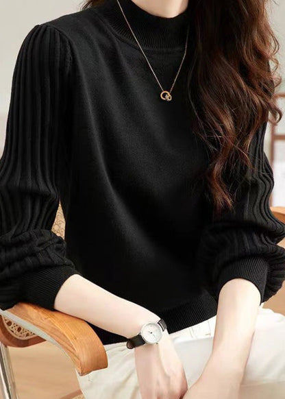 New Black Turtleneck Knit Sweaters Fall