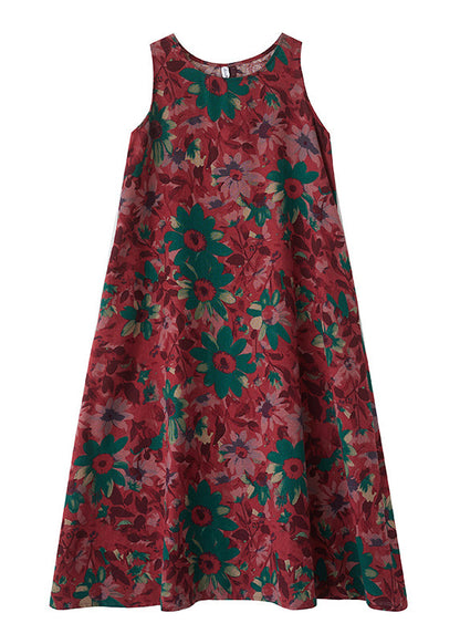 Mulberry Print Cotton Party Dress Exra Large Hem Sleeveless