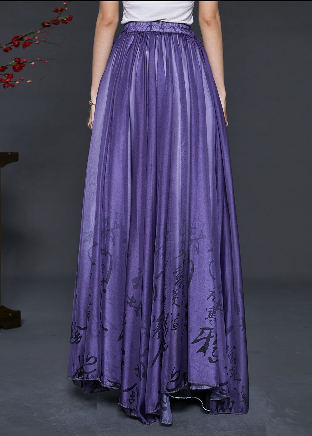 Purple Print Chiffon Dance Skirts Exra Large Hem Summer