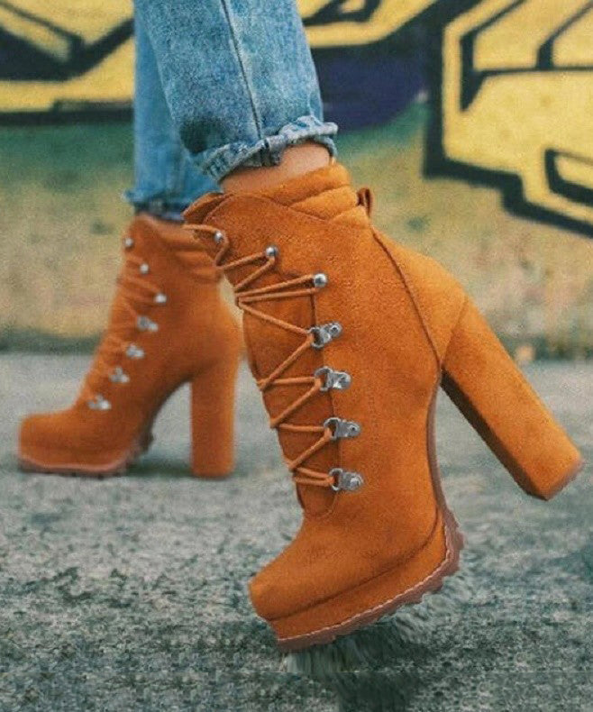 Mulberry High Heel Suede Boutique Splicing Cross Strap Boots