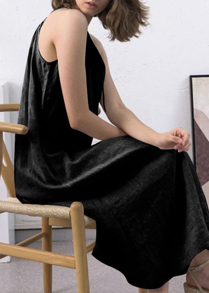 Loose Linen Wear on Both Sides Spaghetti Strap Dresses Sleeveless