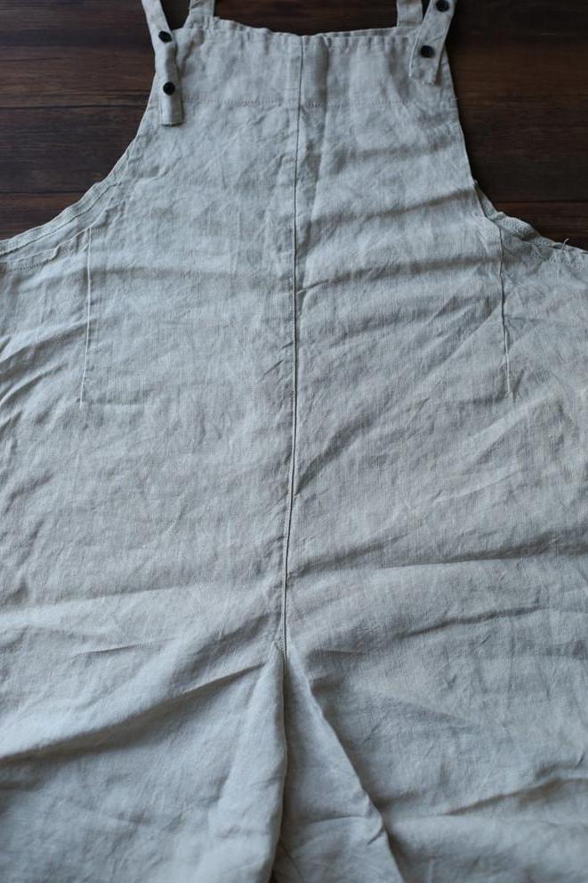 Cotton Linen Sen Department Causel Loose Overalls Big Pocket Maxi Size Trousers Outfits
