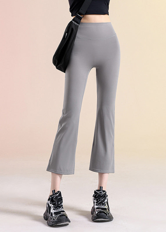 Grey High Waist Yoga Crop Pants