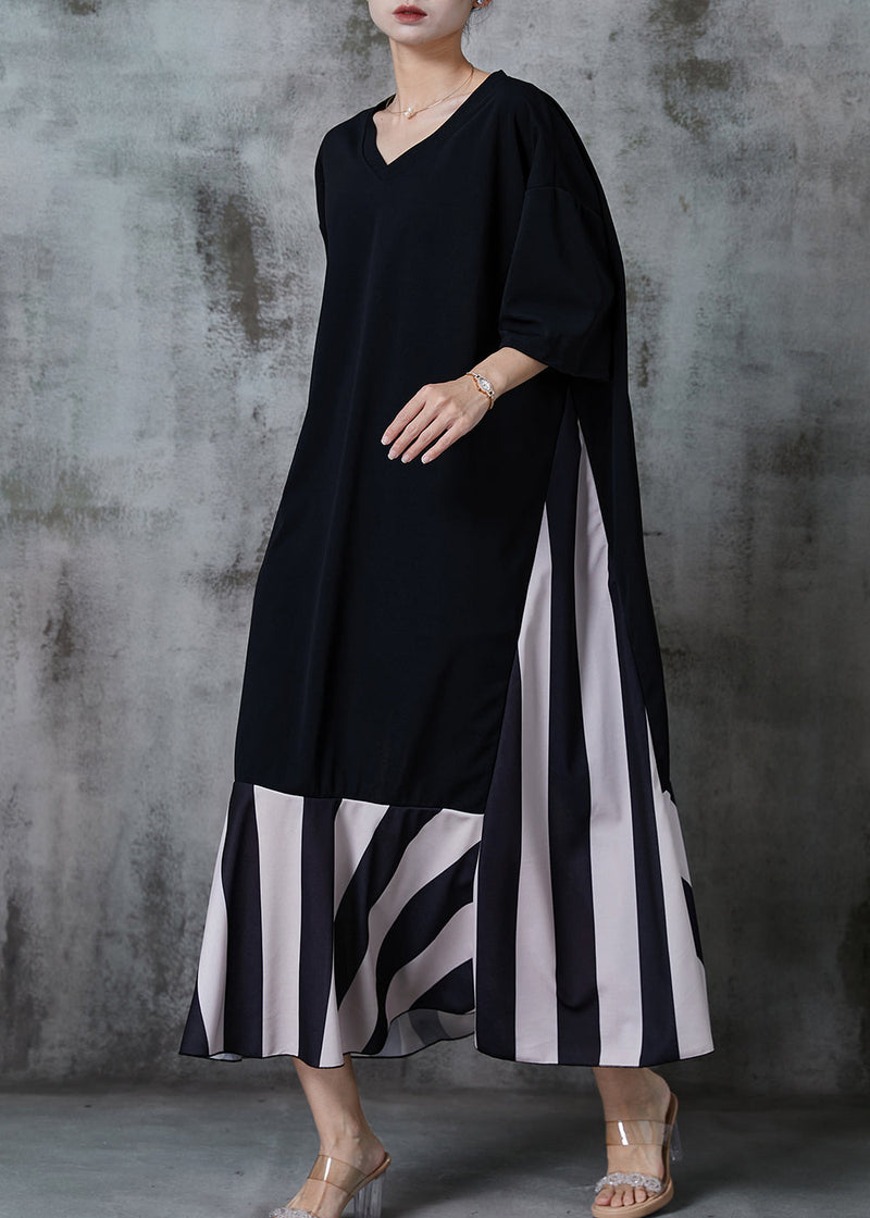 Diy Black Oversized Patchwork Cotton Dress Summer
