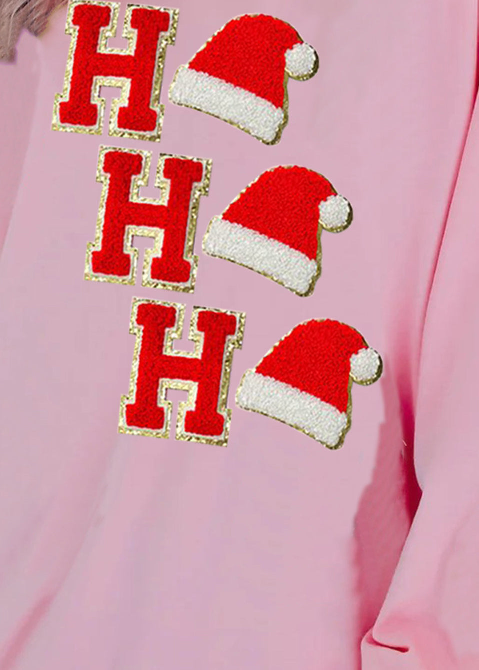 Style Pink O Neck Embroidered Cotton Pullover Sweatshirt Winter