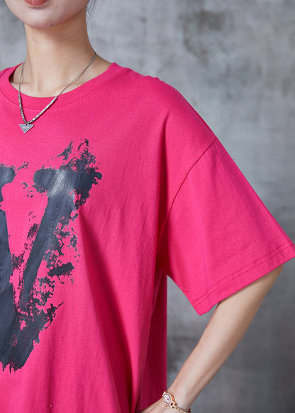 Rose Oversized Print Cotton Tank Tops Summer