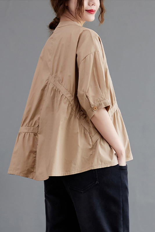 -stylish Patchwork Cardigan Loose Asymmetric Pleated Tops
