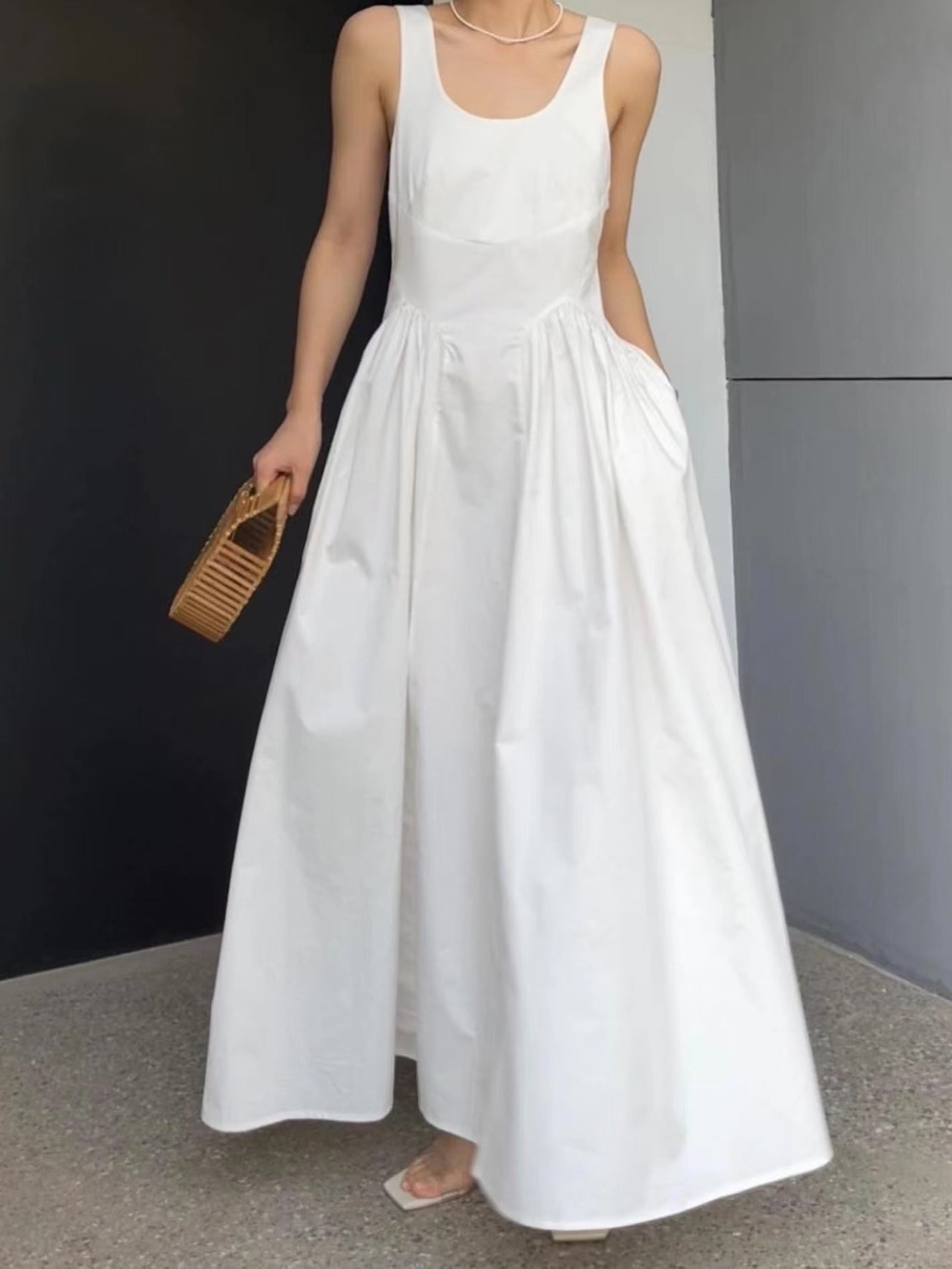 Strappy A-line White Dress