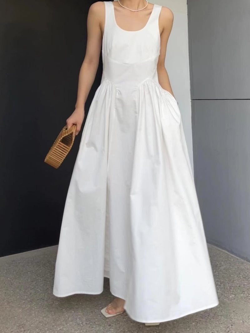 Strappy A-line White Dress