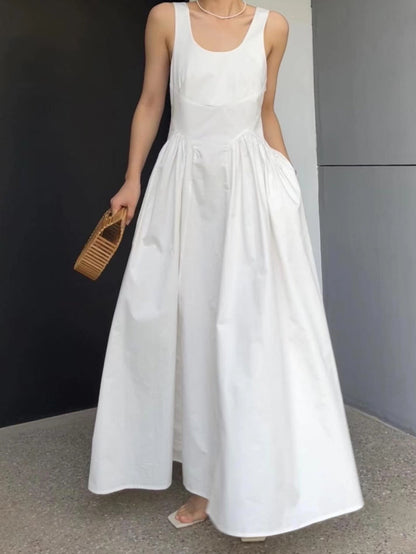 Strappy A-line White Dress