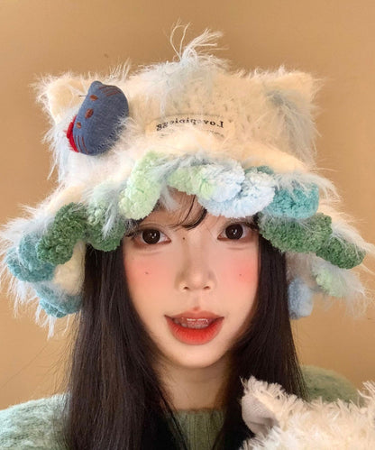 Beige Cat's Ears Warm Knitting Hat Winter