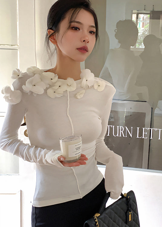 Style White Slim Fit Cotton T Shirt Top Fall