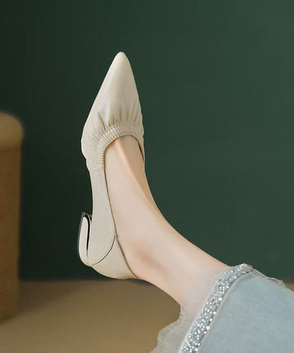 Classy Flat Shoes for Black Cowhide Leather Pointed Toe