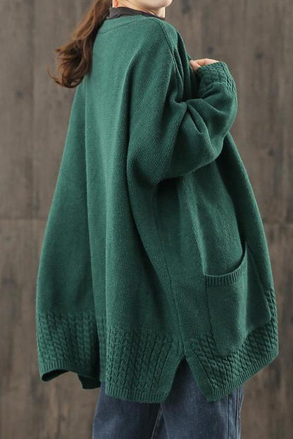 Knitted V-neck Cotton Cardigan Sweater Coat
