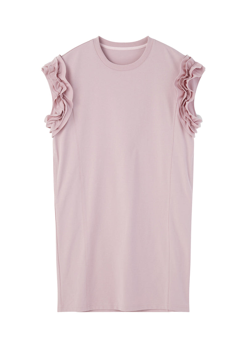 Pink Oversized Cotton Tea Dresses Butterfly Sleeve