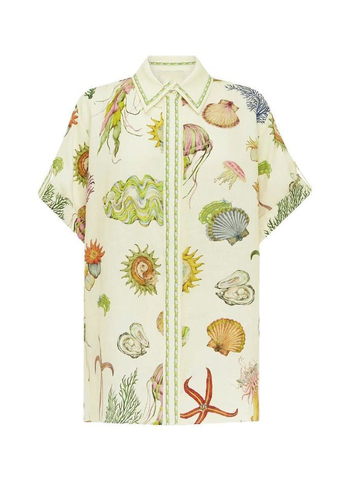 Italian Apricot Peter Pan Collar Shirts and Shorts Two Pieces Set Short Sleeve