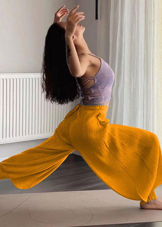 Blue Pockets Elastic Waist Cotton Lantern Pants Summer