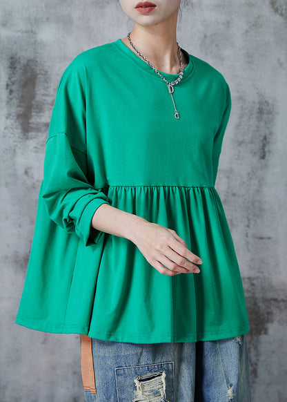 Green Oversized Cotton Sweatshirts Top Fall