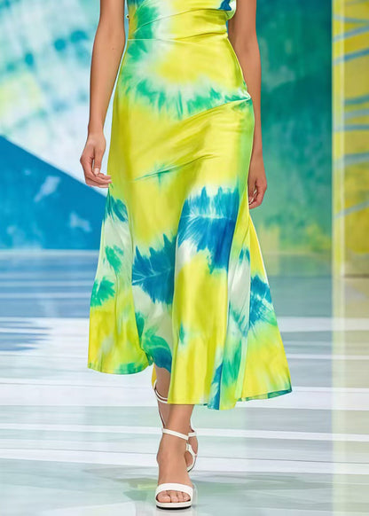 Yellow Tie Dye Chiffon Cami Dress Summer