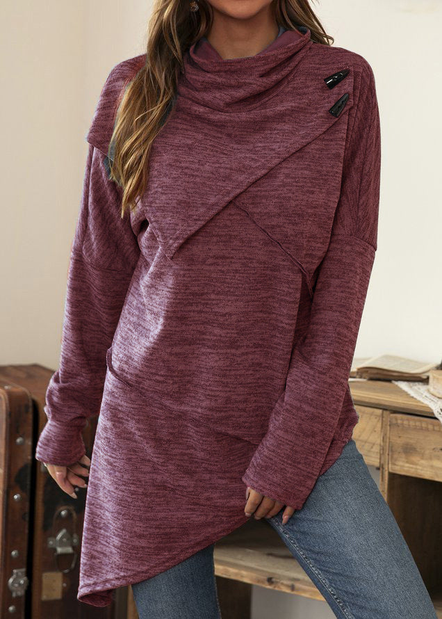 French Grey Asymmetrical Patchwork Cotton Shirt Fall