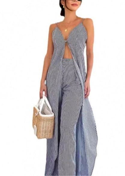 Summer New Fashionable Printed Spaghetti Strap Top and Pants Suit