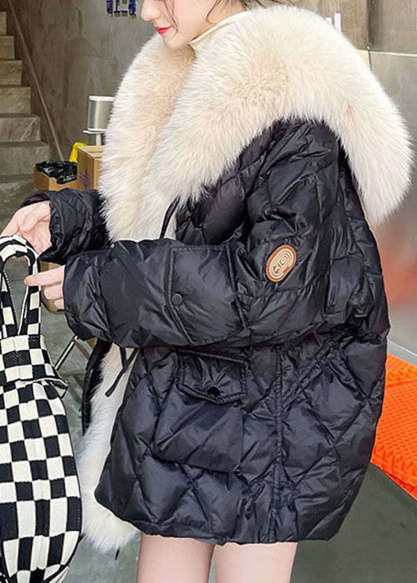 Green Fur Collar Oversized Duck Down Puffers Jackets Winter
