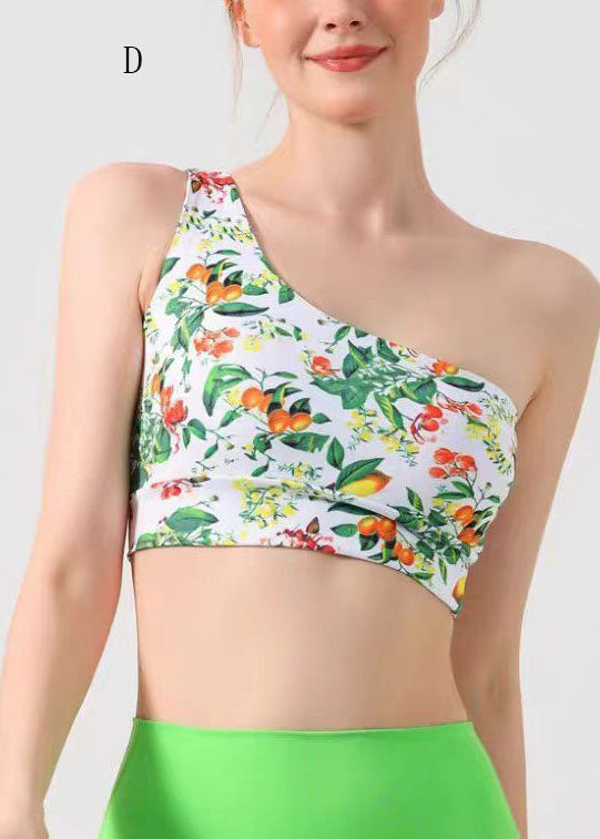 Print One Shoulder Sports Bra Tank Top