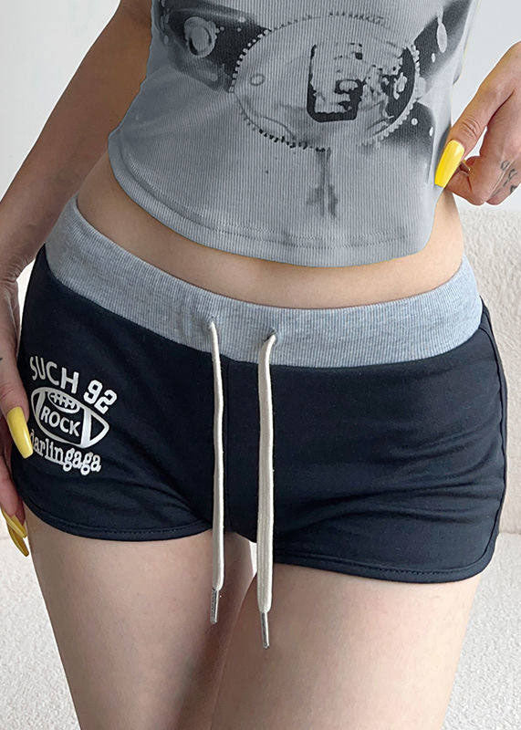 Letter Printed Lace Up Workout Gym Shorts Running Shorts