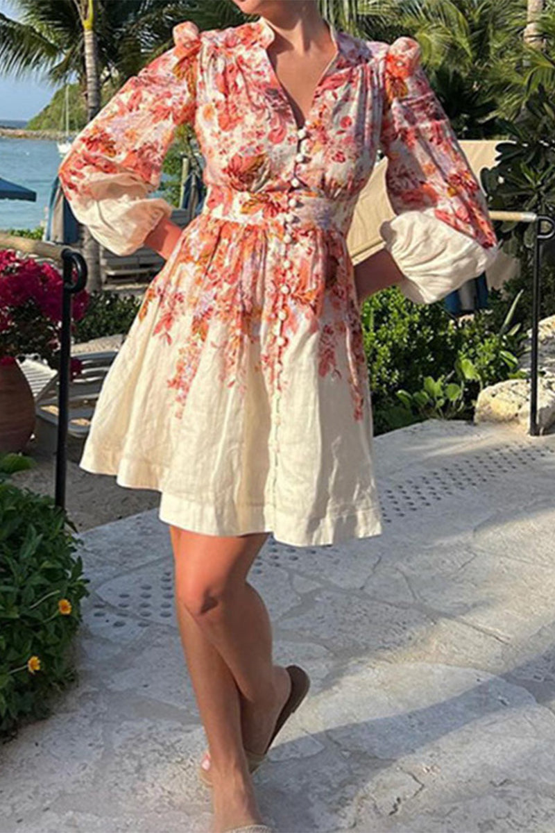 Buckle V Neck a Line Dresses